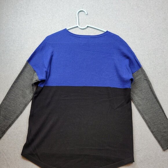 Coldwater Creek Sweater Womens Medium Black Blue Gray Colorblock Merino … - Picture 5 of 11